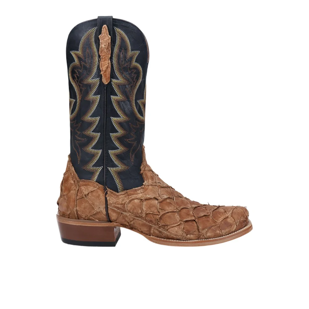 Riggs Pirarucu Embroidered Pull On Square Toe Cowboy Boots
