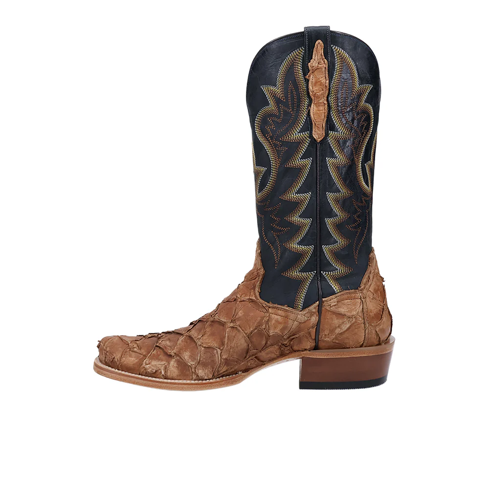 Riggs Pirarucu Embroidered Pull On Square Toe Cowboy Boots - Image 3