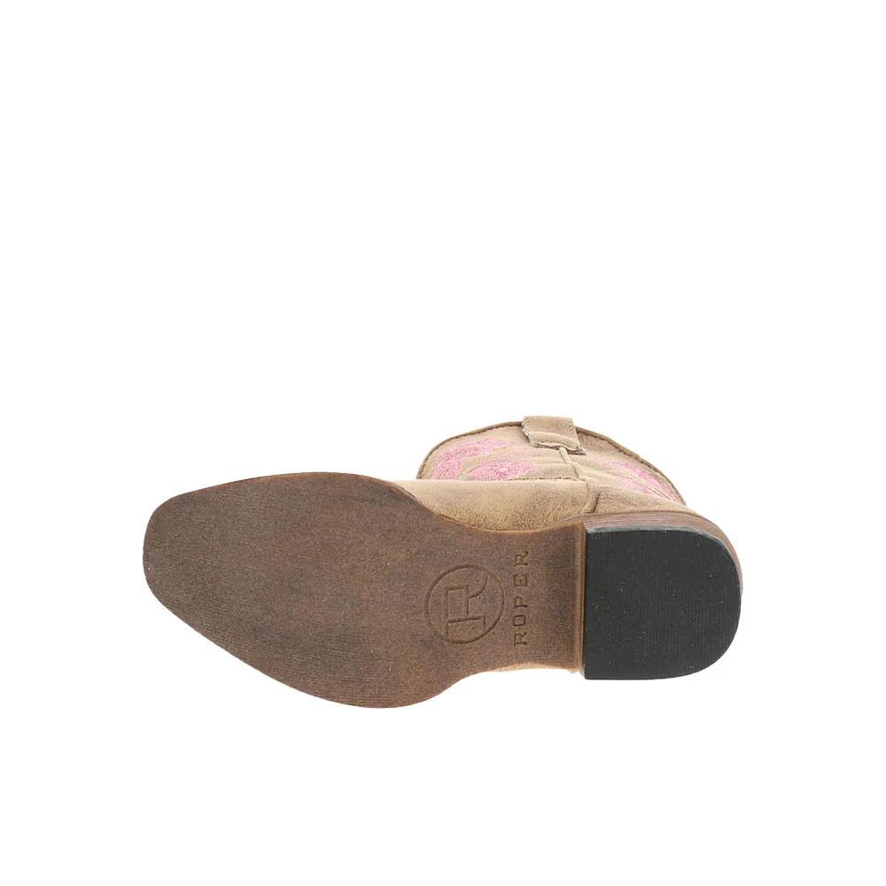 Riley Floral Embroidered Snip Toe Pull On Cowboy Boots (Little Kid-Big Kid) - Image 5