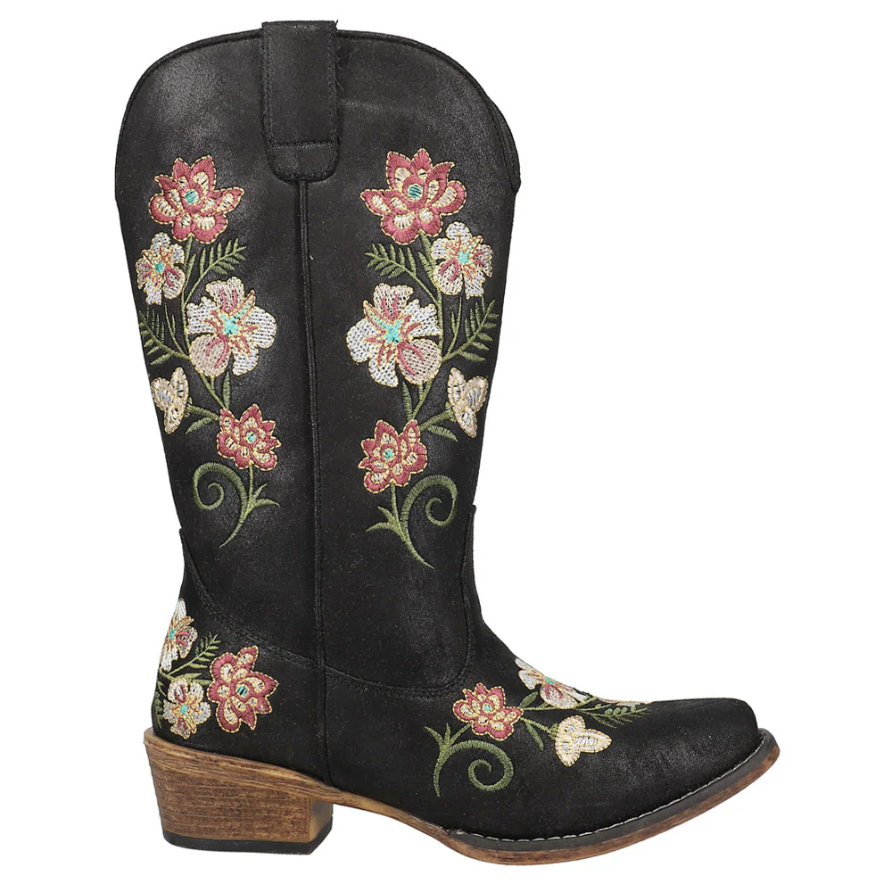 Riley Floral Embroidered Snip Toe Cowboy Boots