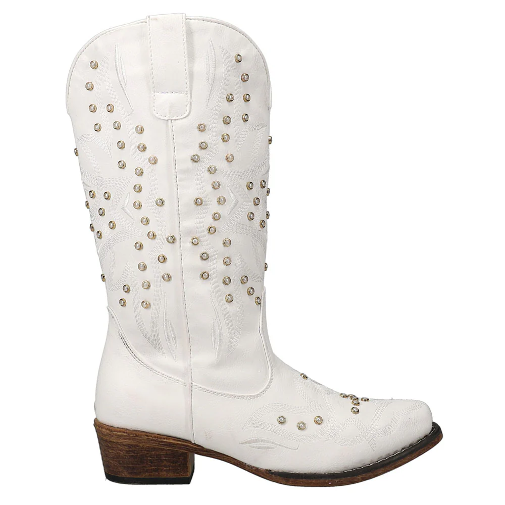 Riley Pearl Embroidered Snip Toe Cowboy Boots