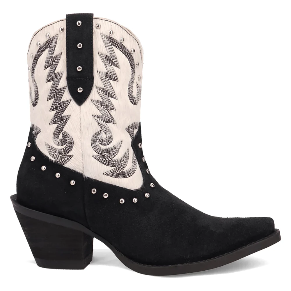 Rodeo Queen Embroidered Studded Snip Toe Pull On Cowboy Booties