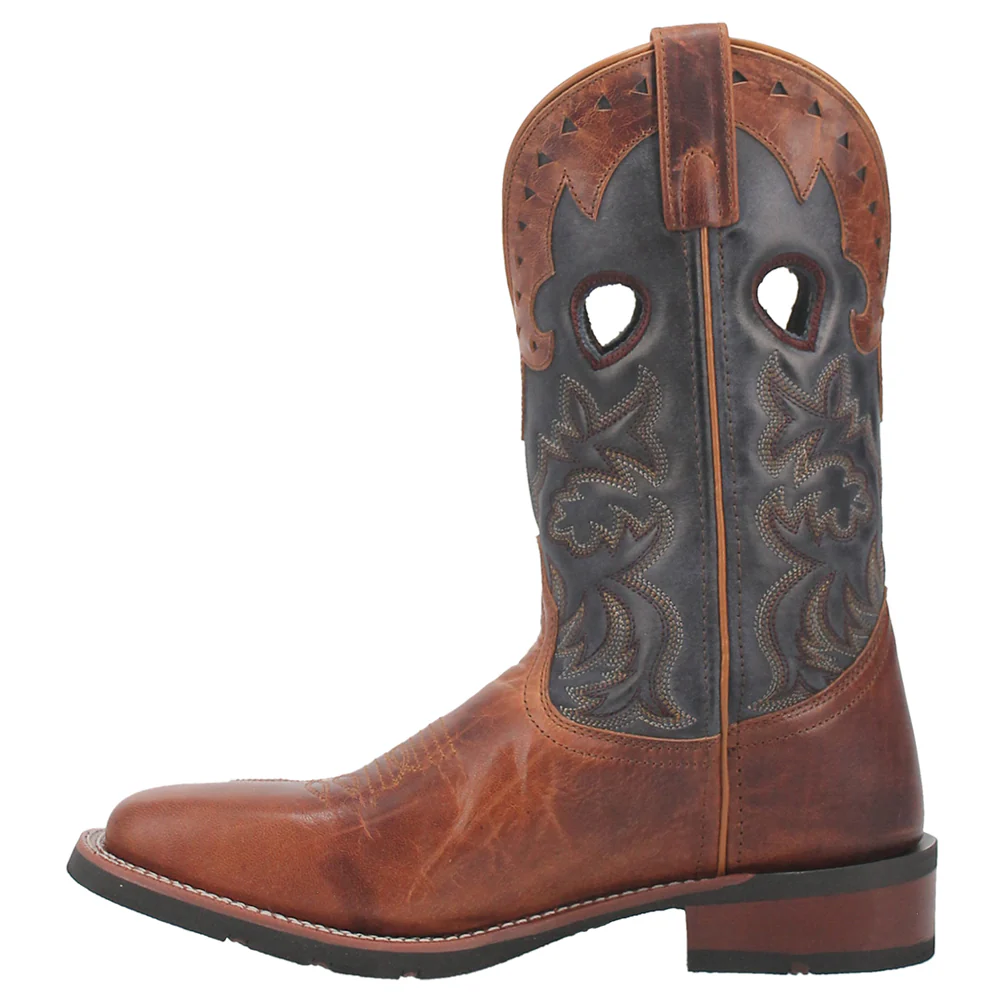 Ross Embroidered Square Toe Pull On Cowboy Boots - Image 3