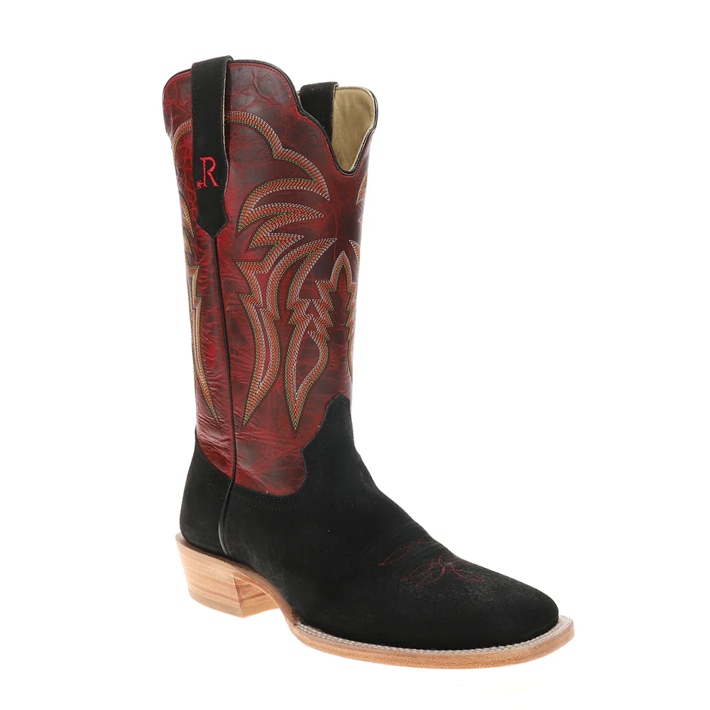 Roughout Wide Embroidered Square Toe Cowboy Boots - Image 2