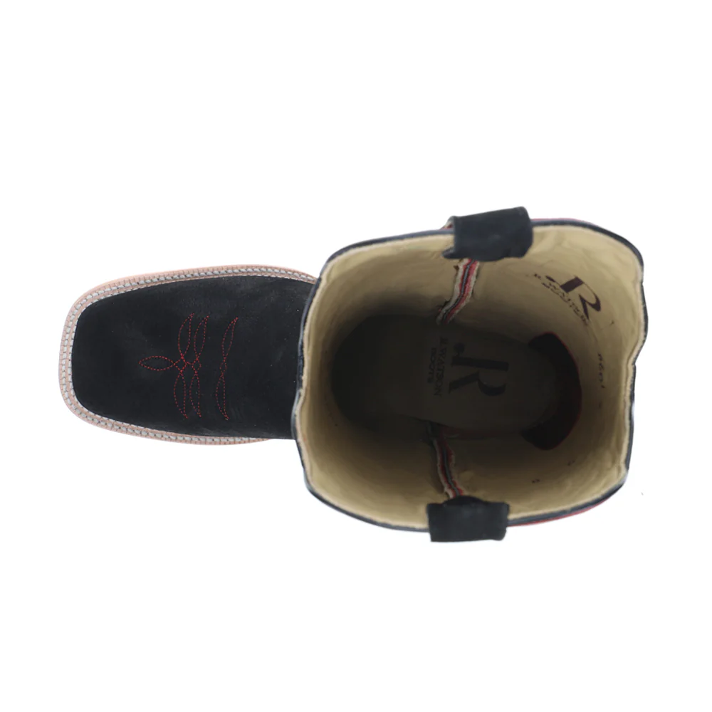 Roughout Wide Embroidered Square Toe Cowboy Boots - Image 4