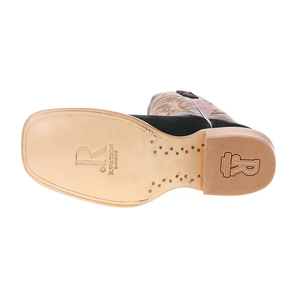 Roughout Wide Embroidered Square Toe Cowboy Boots - Image 5