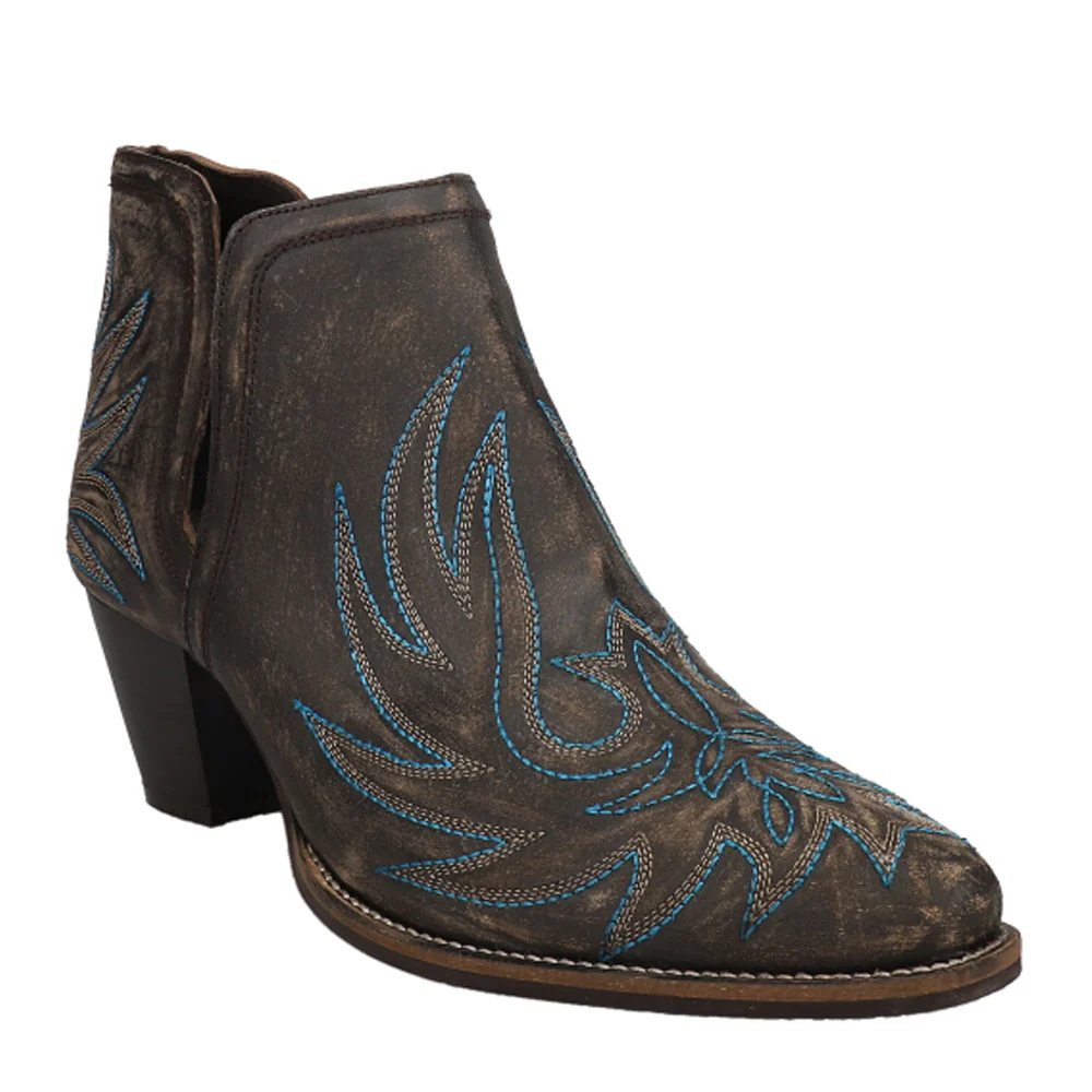 Rowdy Embroidery Pointed Toe Cowboy Booties - Image 2