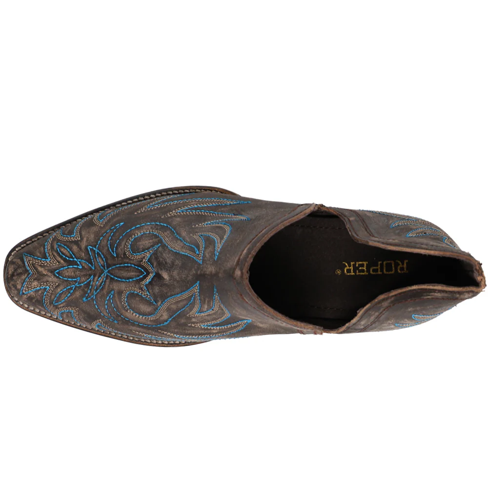 Rowdy Embroidery Pointed Toe Cowboy Booties - Image 4