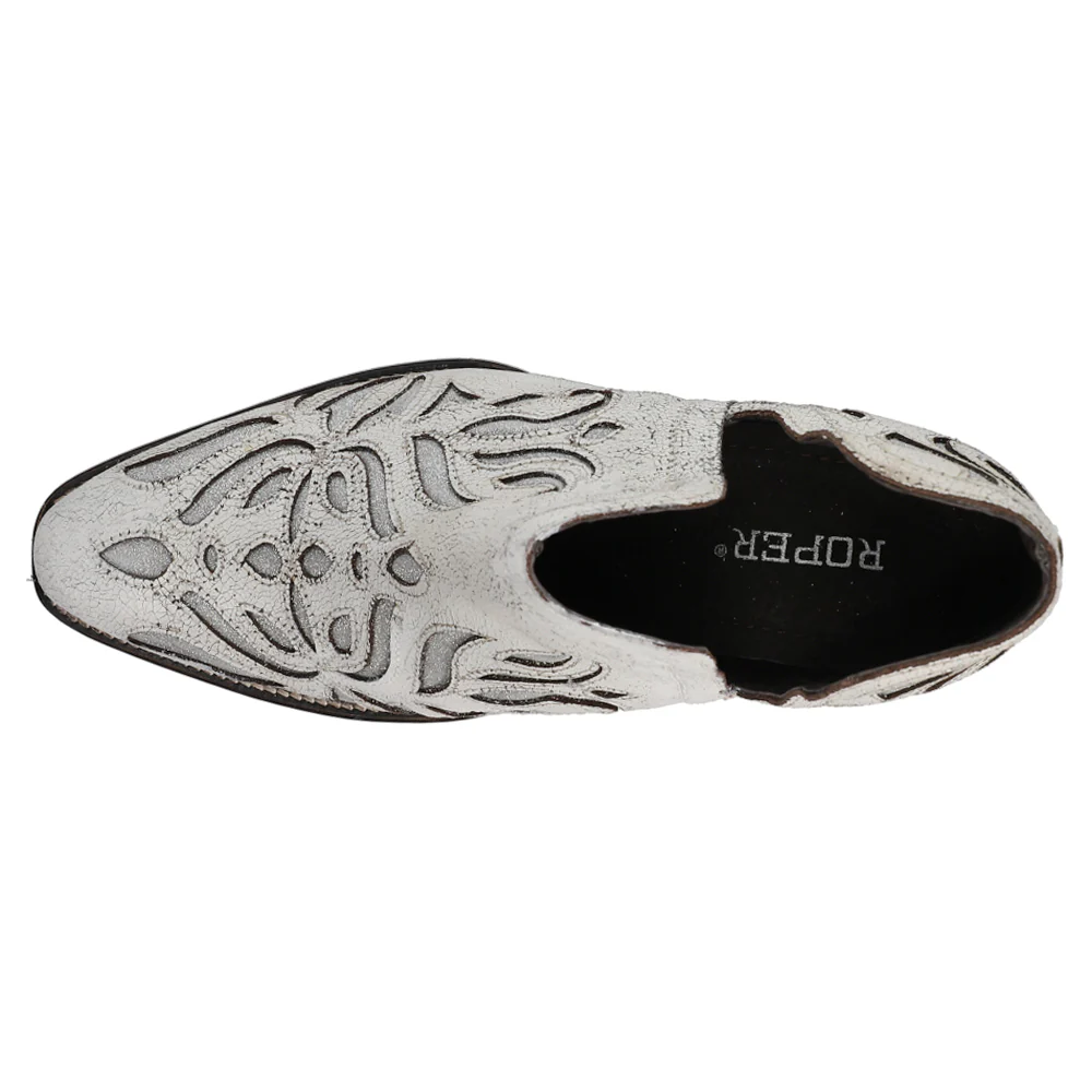 Rowdy Glitz Vintage Tooled Inlay Snip Toe Cowboy Booties - Image 4