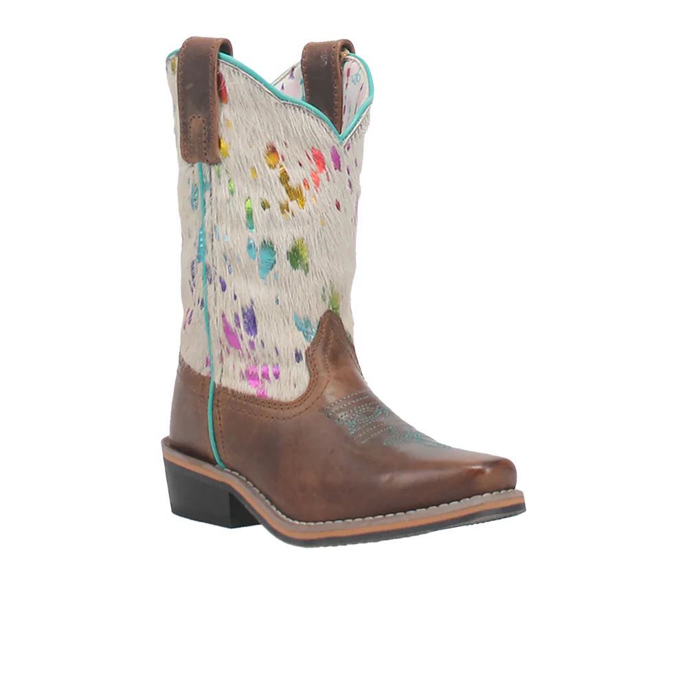 Rumi Cow Metallic Square Toe Pull On Cowboy Boots (Little Kid - Big Kid) - Image 2