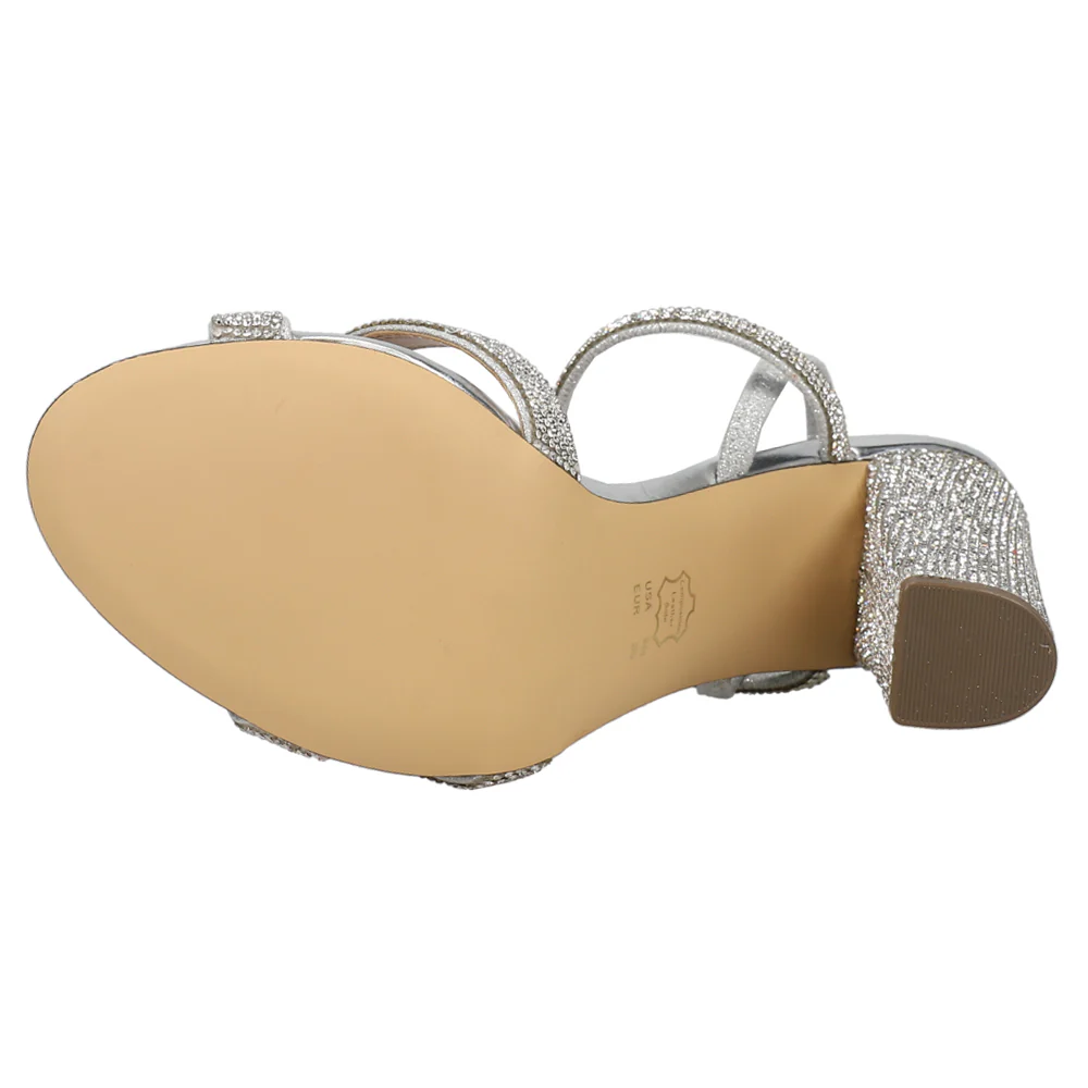 Sarah Rhinestone Strappy Block Heel Sandals - Image 5