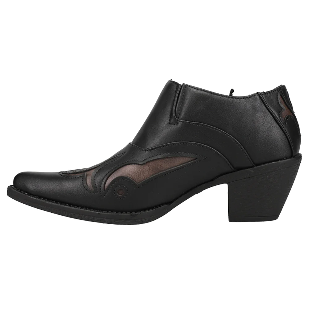 Sarah Tooled-Inlay Pointed Toe Cowboy Booties - Image 3