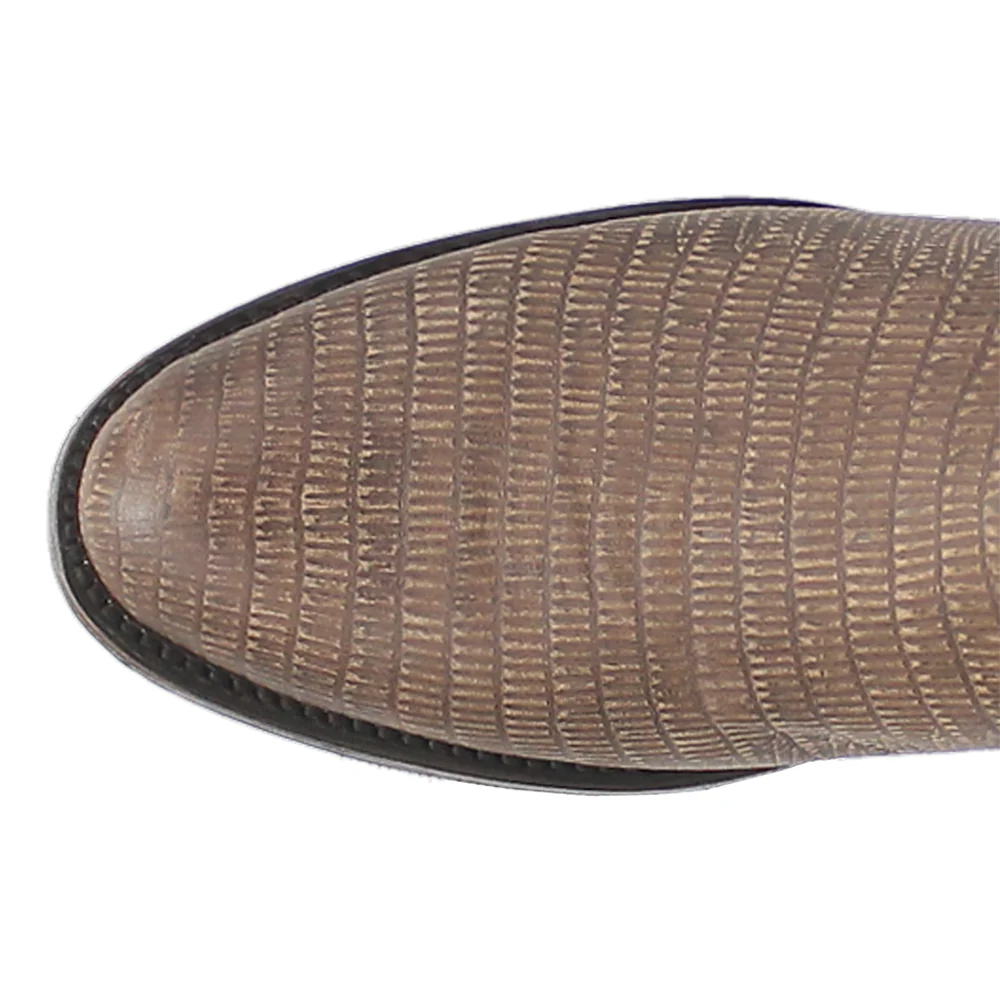 Saw Buck Embroidered Lizard Round Toe Pull On Boots - Image 4