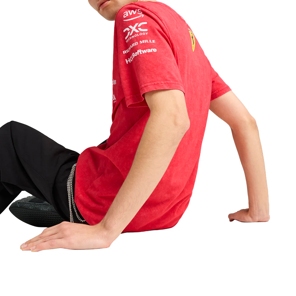 Scuderia Ferrari Desert Sun Team Replica Crew Neck Short Sleeve T-Shirt - Image 4