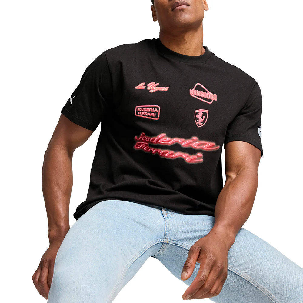 Scuderia Ferrari Race Neon Energy Archive Crew Neck Short Sleeve T-Shirt - Image 3