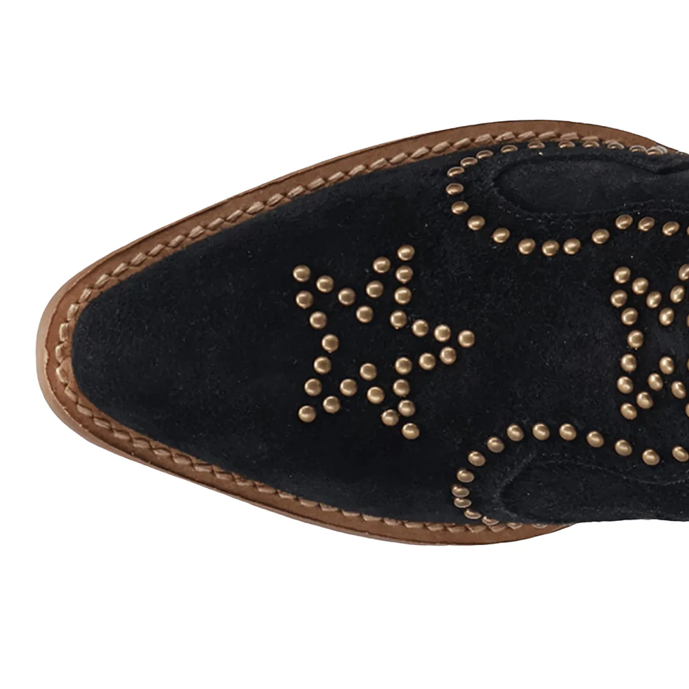Seein' Stars Suede Leather Snip Toe Cowboy Booties - Image 4