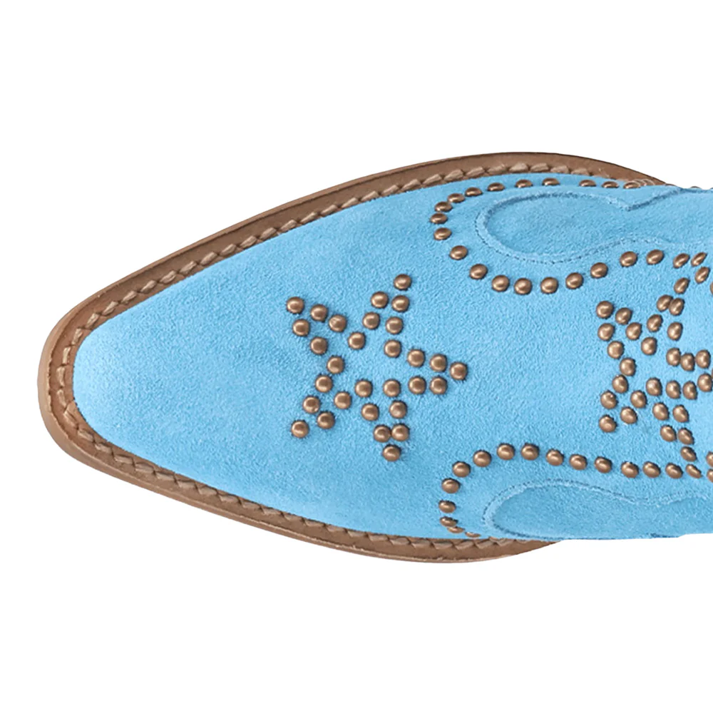 Seein' Stars Suede Leather Snip Toe Cowboy Booties - Image 4