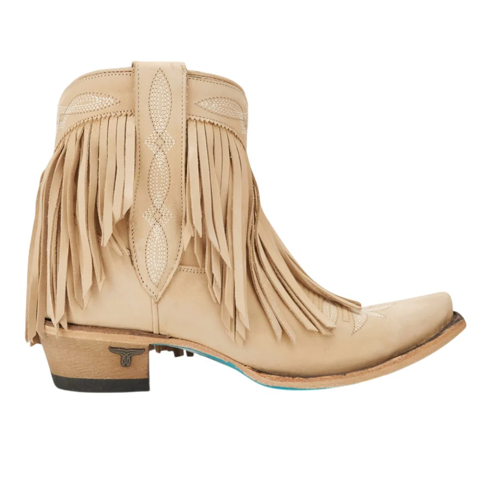 Senita Falls Embroidered Fringe Snip Toe Bootie