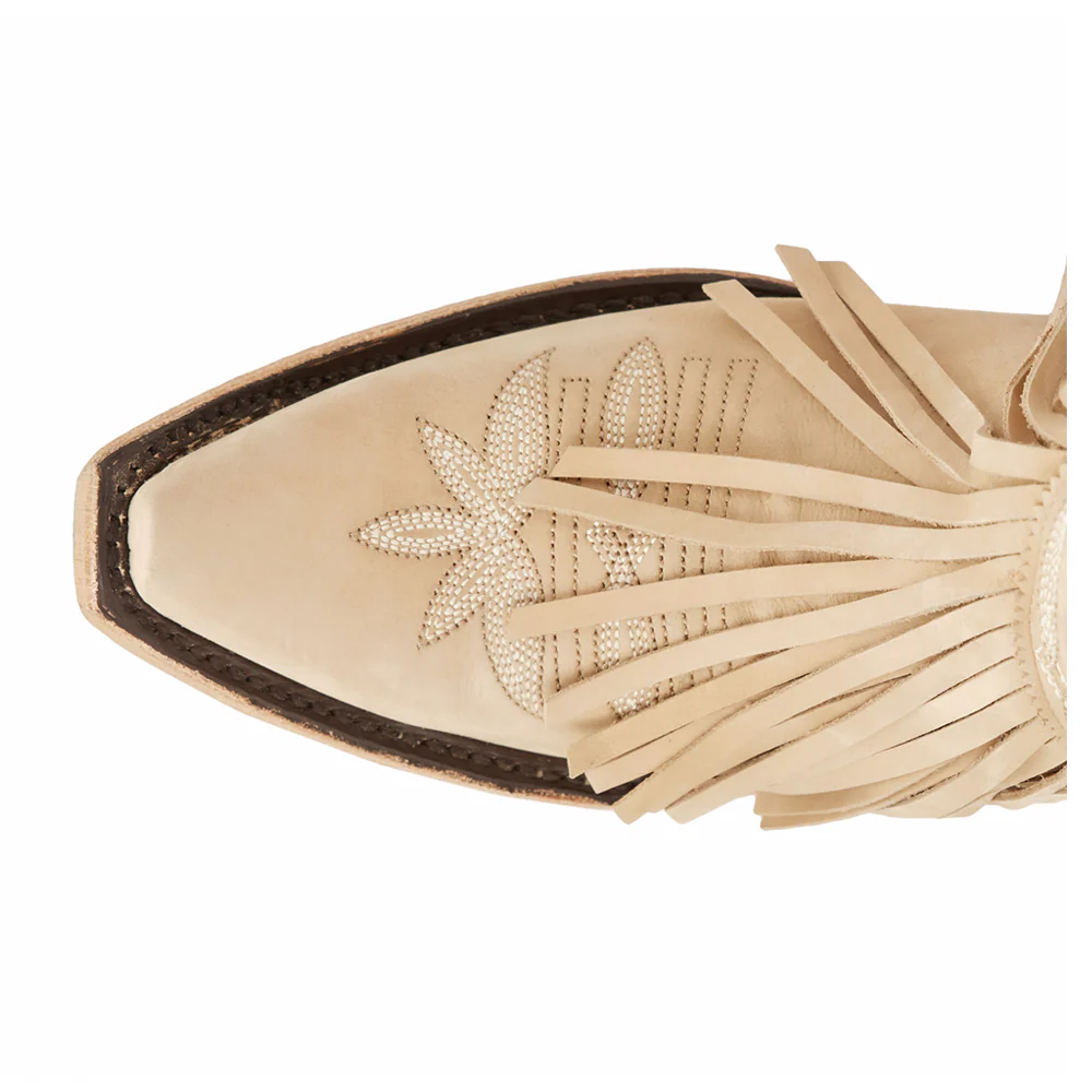 Senita Falls Embroidered Fringe Snip Toe Bootie - Image 4