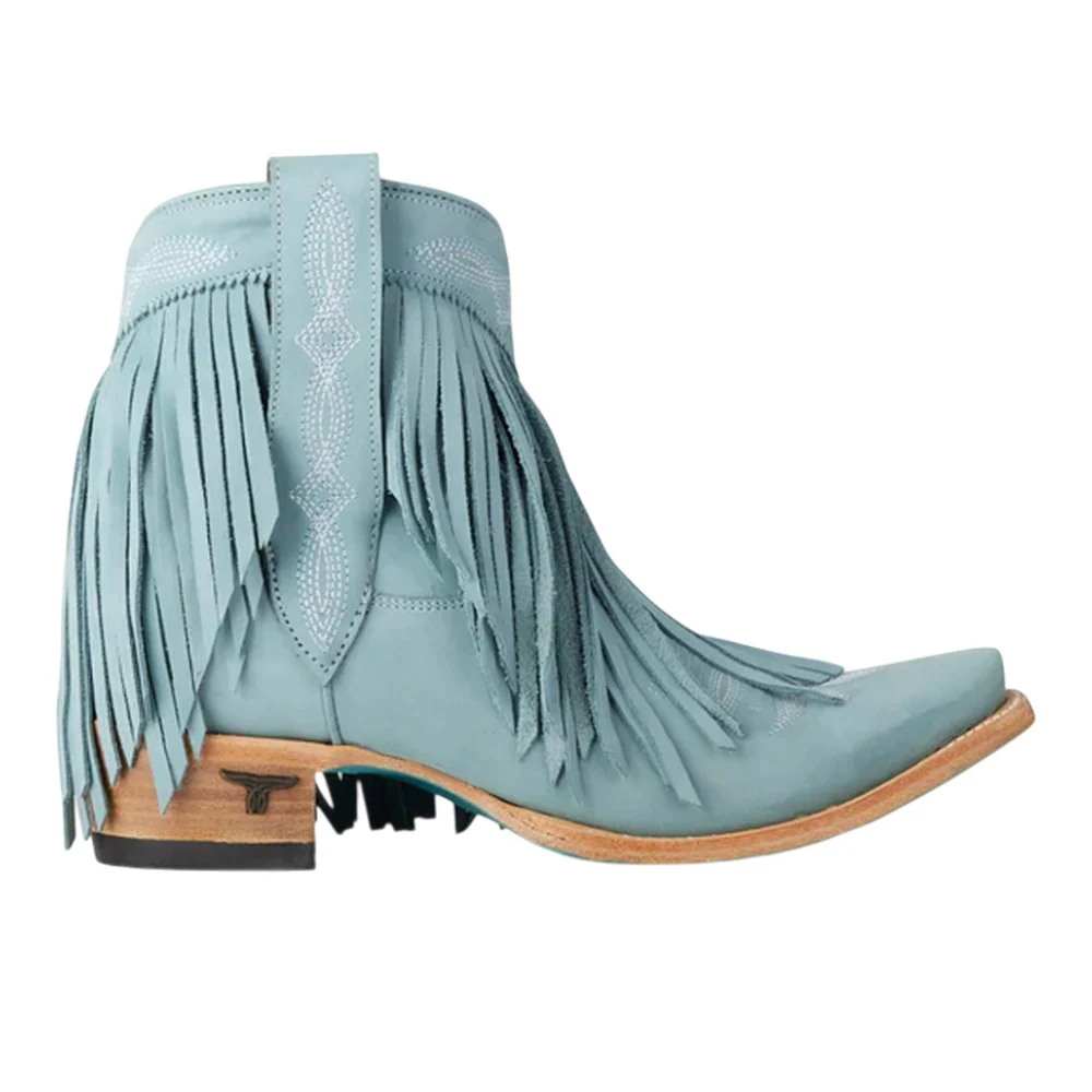 Senita Falls Embroidered Fringe Snip Toe Bootie