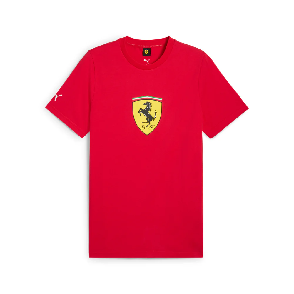 Scuderia Ferrari Race Colored Big Shield Graphic Crew Neck Short Sleeve T-Shirt