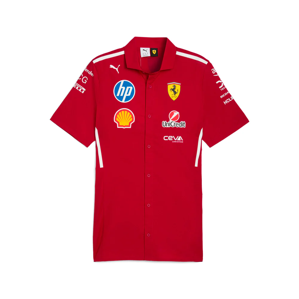 Scuderia Ferrari Team Crew Neck Short Sleeve Button Up Shirt