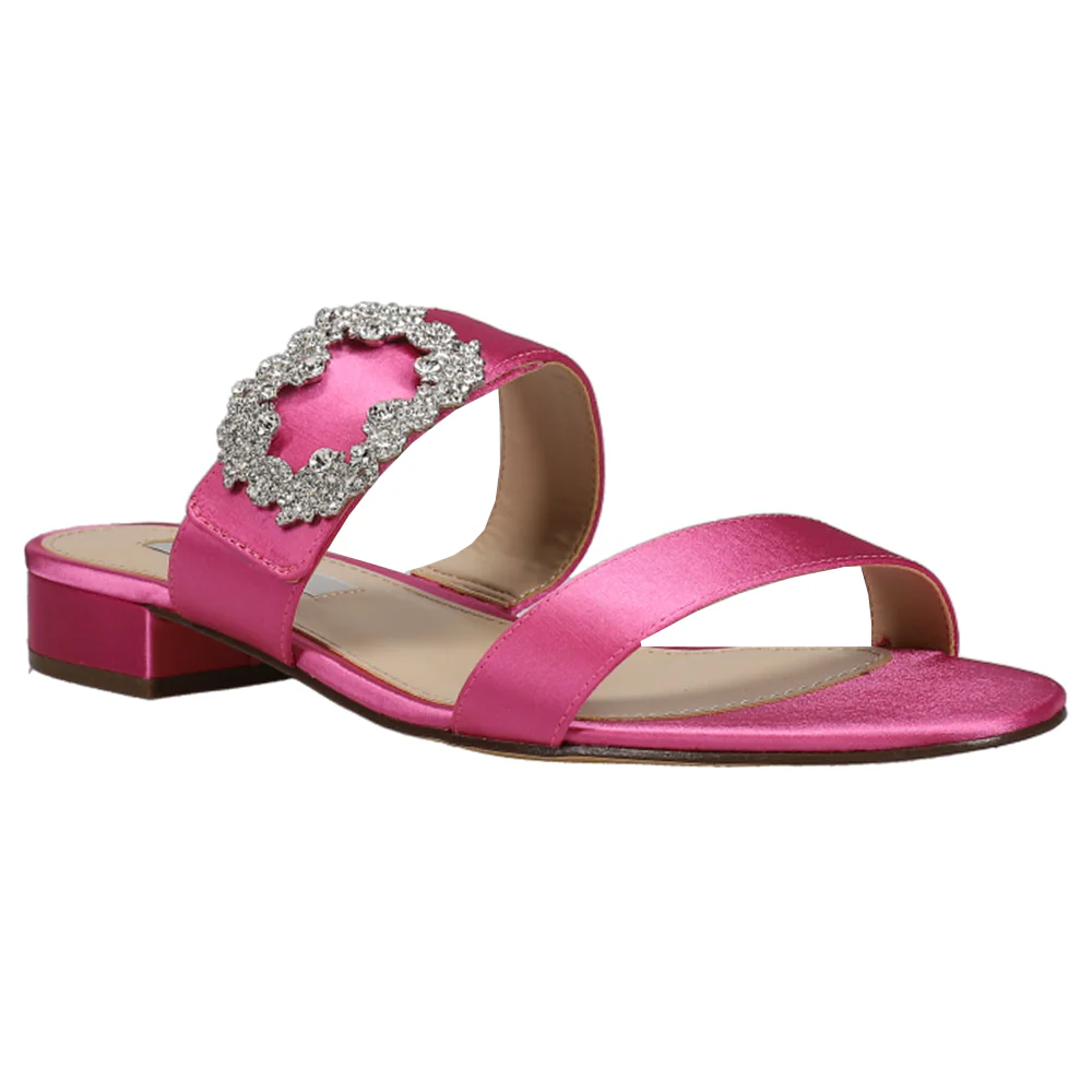 Shavone Rhinestone Metallic Slide Sandals - Image 2