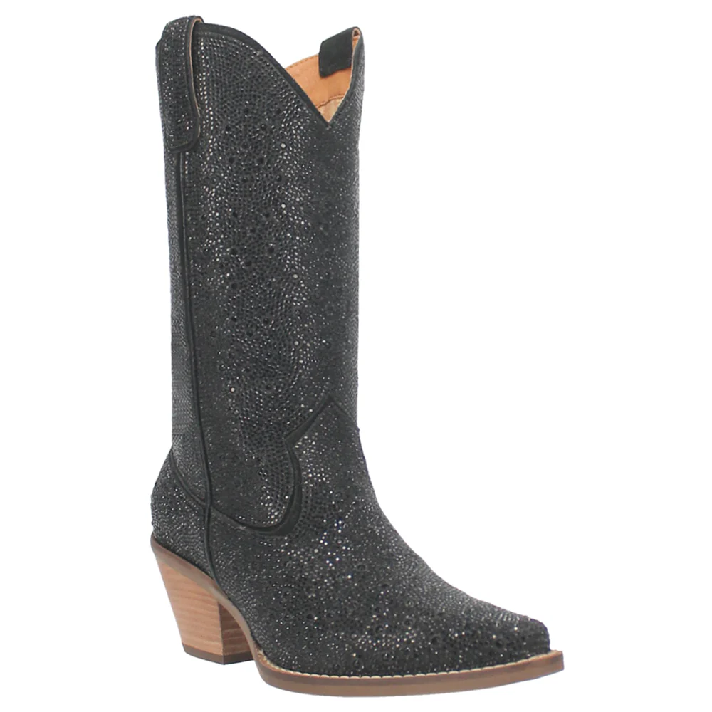 Silver Dollar Rhinestone Round Toe Pull On Boots - Image 2