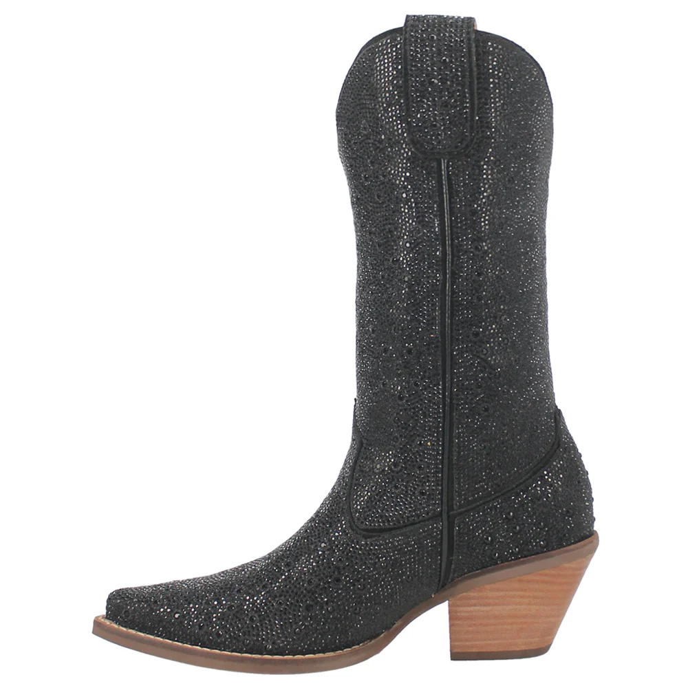 Silver Dollar Rhinestone Round Toe Pull On Boots - Image 3