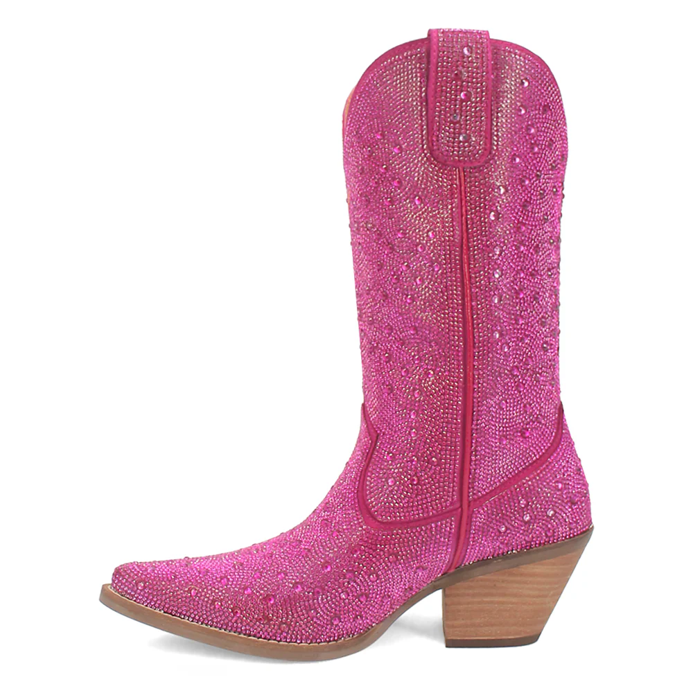 Silver Dollar Rhinestone Round Toe Pull On Boots - Image 3