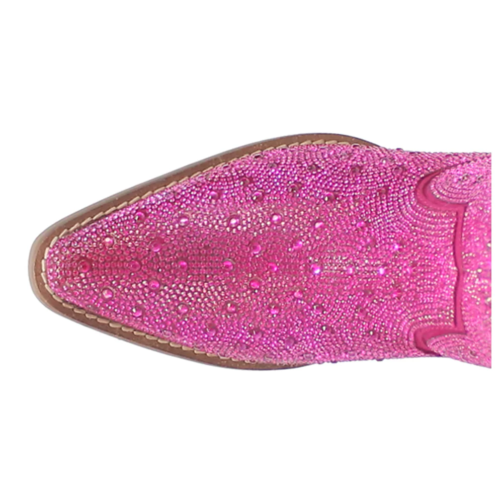 Silver Dollar Rhinestone Round Toe Pull On Boots - Image 4