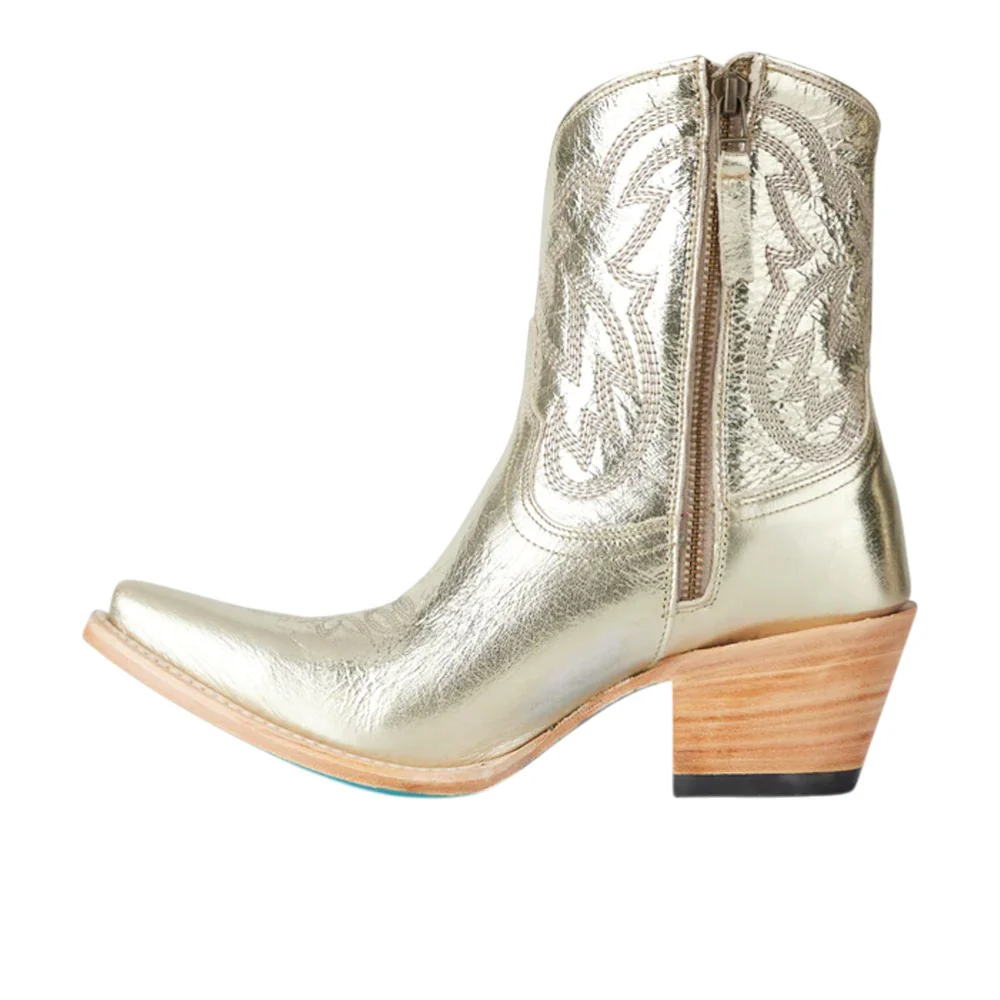 Smokeshow Embroidered Metallic Snip Toe Cowboy Bootie - Image 3