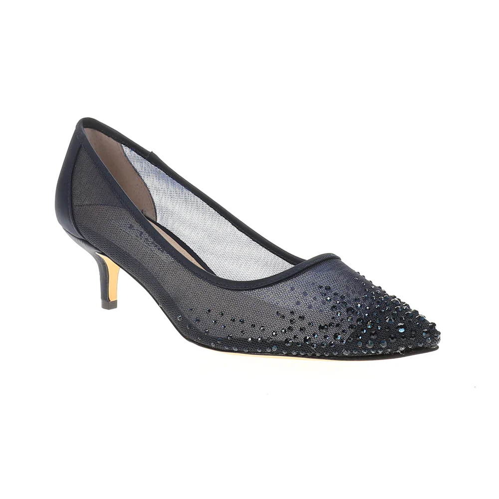 Sofie Rhinestone Pointed Toe Kitten Heel Pumps - Image 2