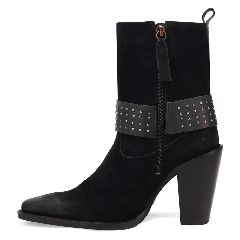 Songbird Studded Snip Toe Zippered Booties - Image 3