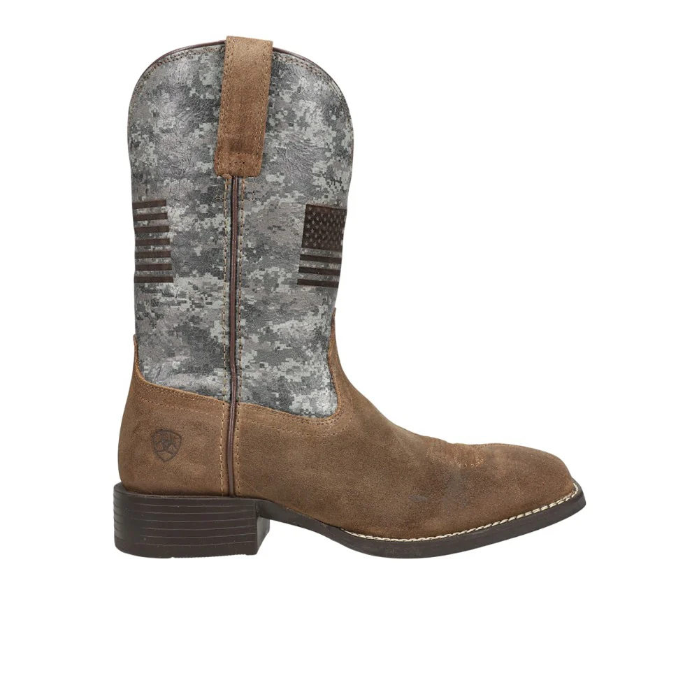 Sport Flying Proud Patriotic Camo Square Toe Pull On Cowboy Boots