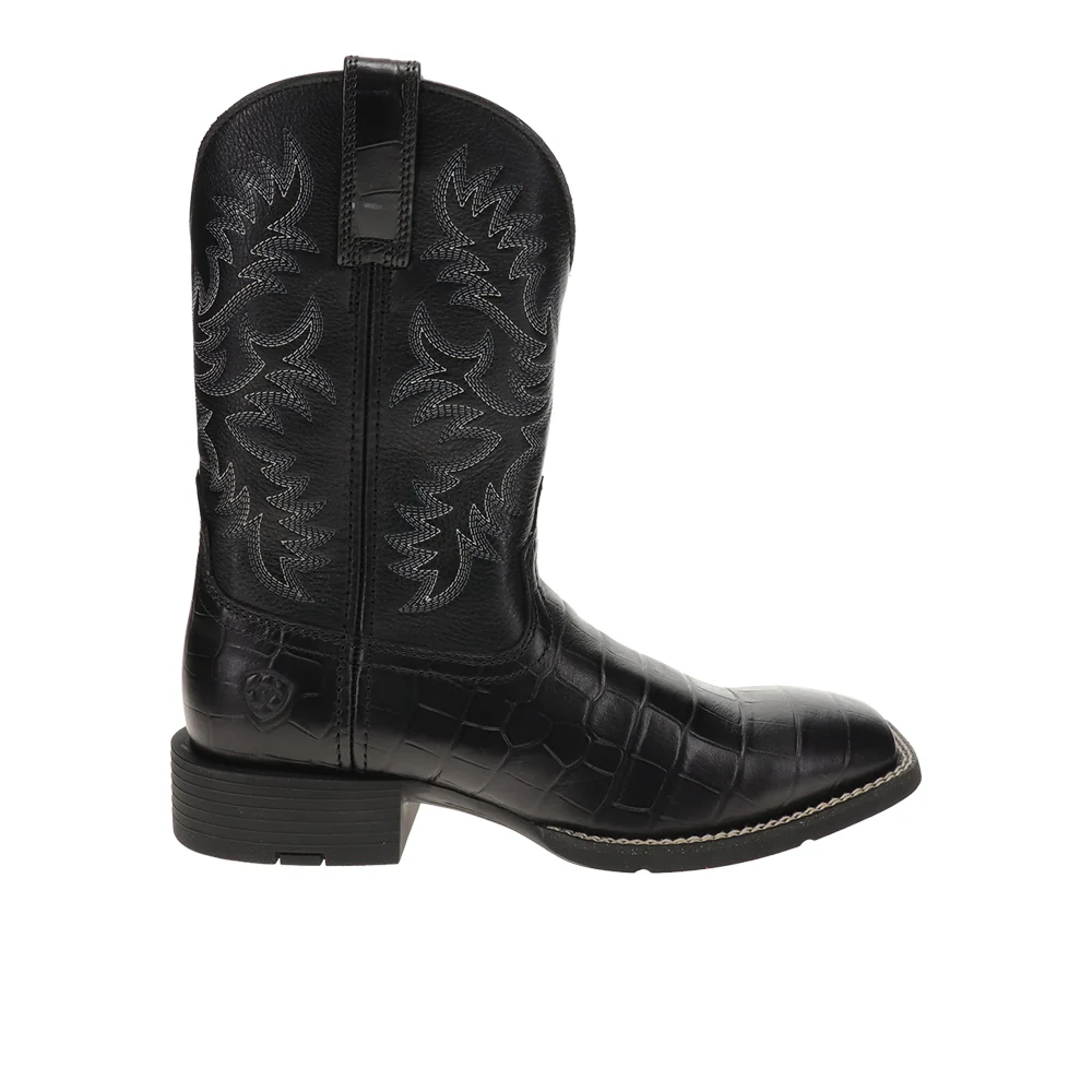 Sport Latigo Croc Wide Square Toe Pull On Cowboy Boots