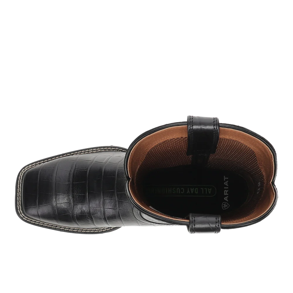 Sport Latigo Croc Wide Square Toe Pull On Cowboy Boots - Image 4