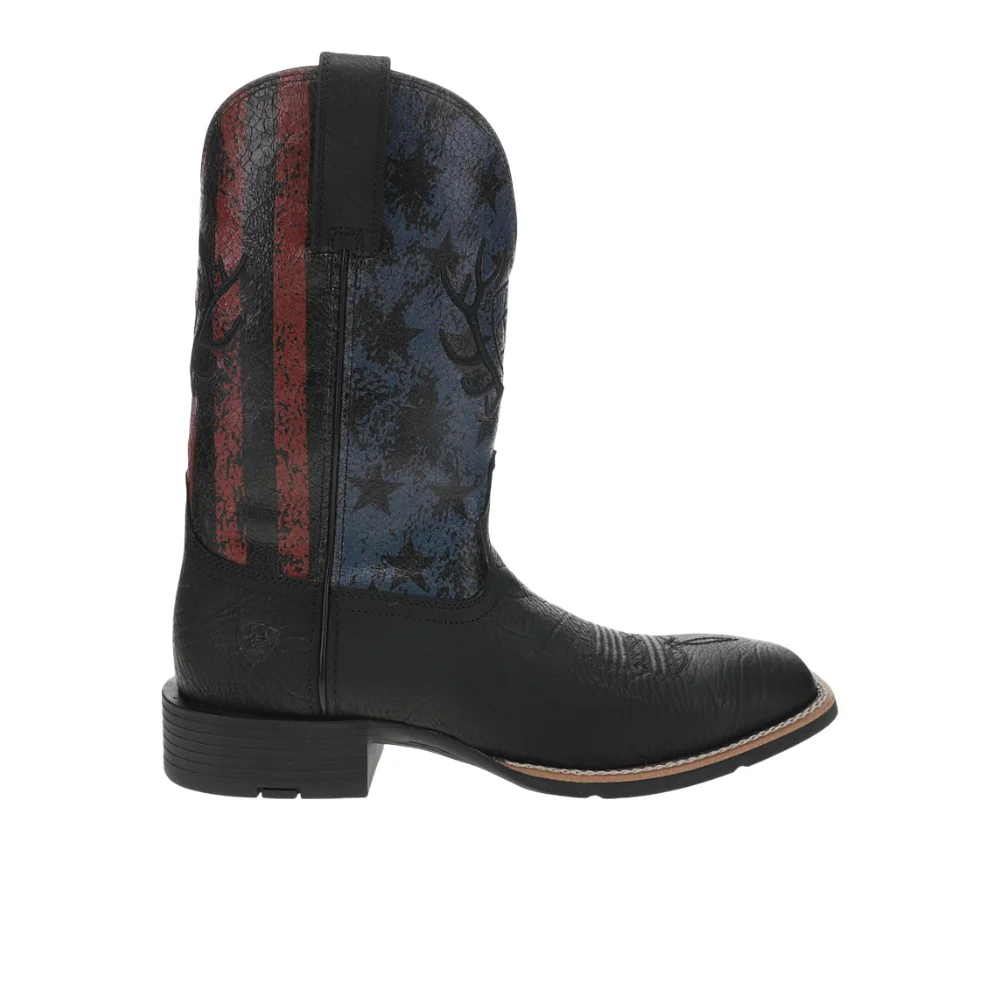 Sport Liberty Antler Embroidered Square Toe Pull On Cowboy Boots