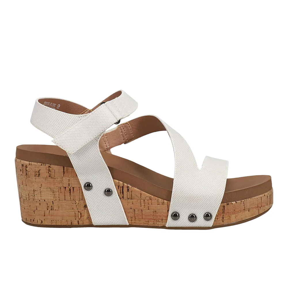 Spring Fling Studded Ankle Strap Wedge Sandals