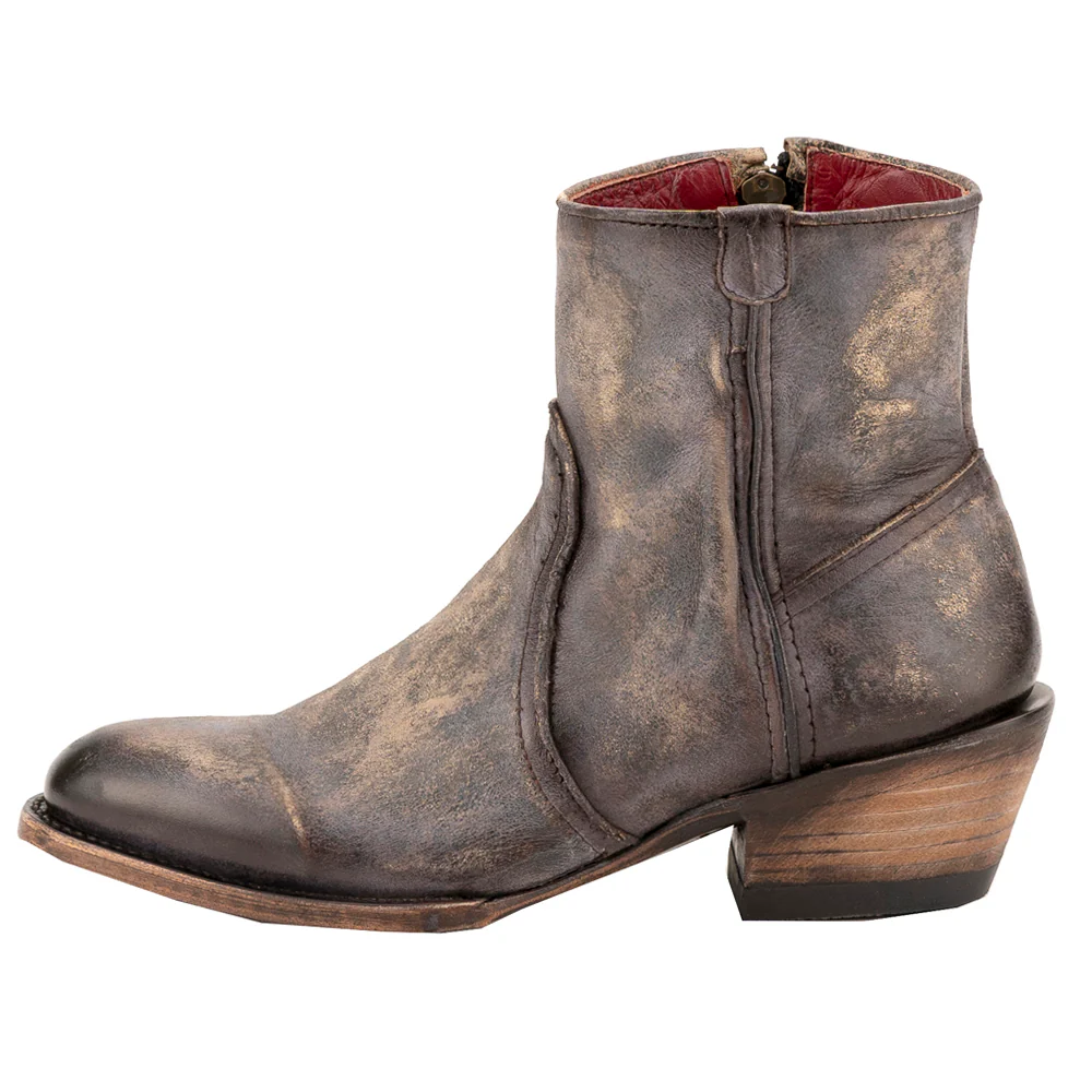 Stacey Round Toe Zippered Cowboy Booties - Image 3