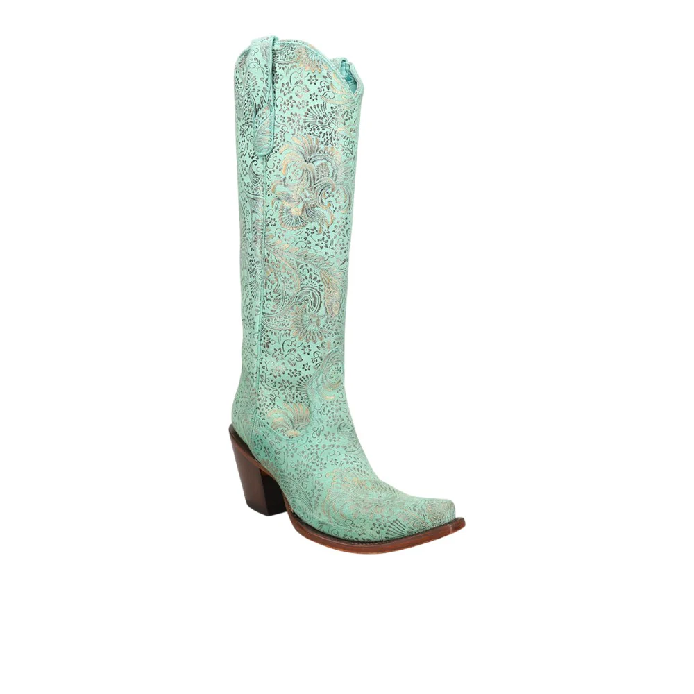 Floral Snip Toe Pull On Cowboy Boots - Image 2