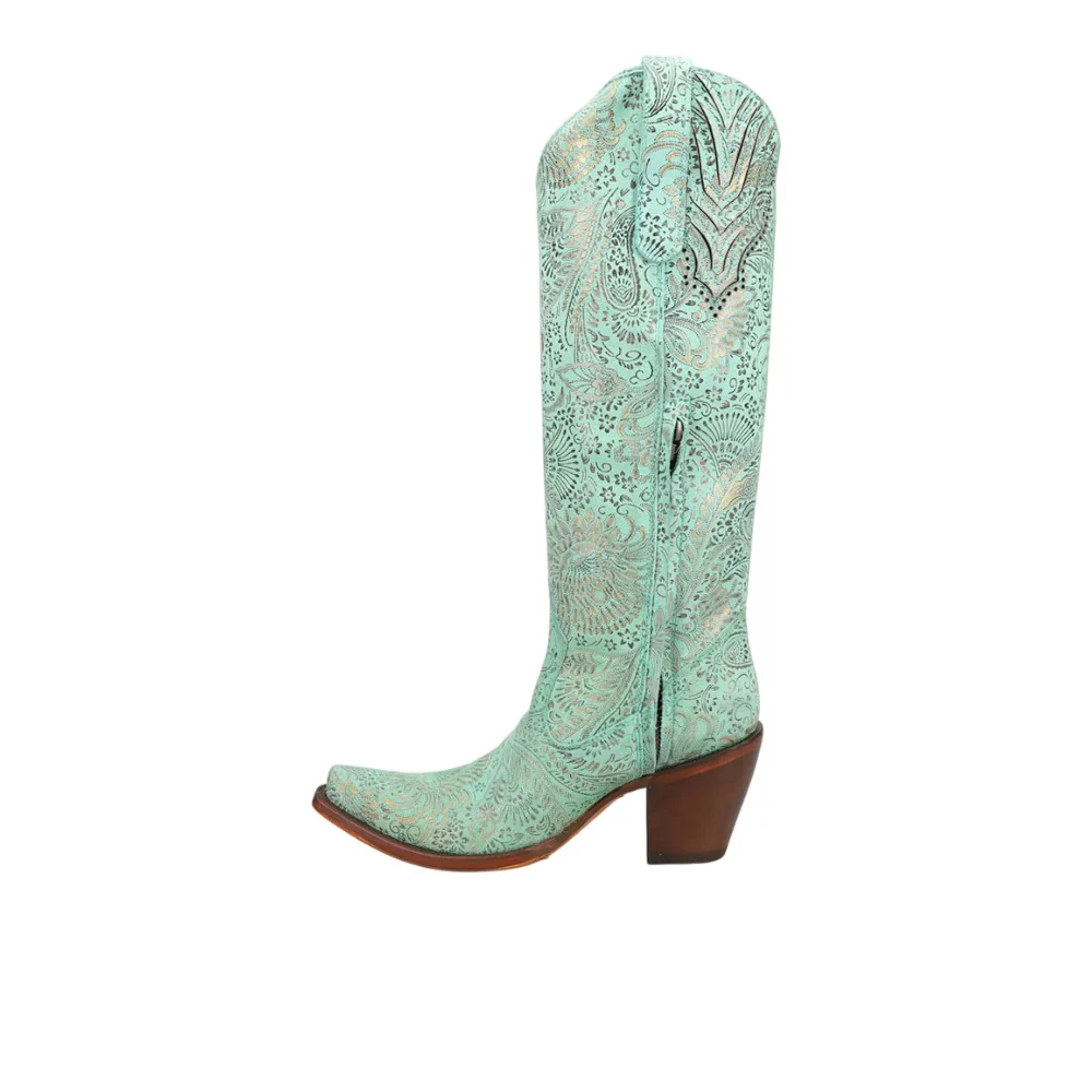 Floral Snip Toe Pull On Cowboy Boots - Image 3