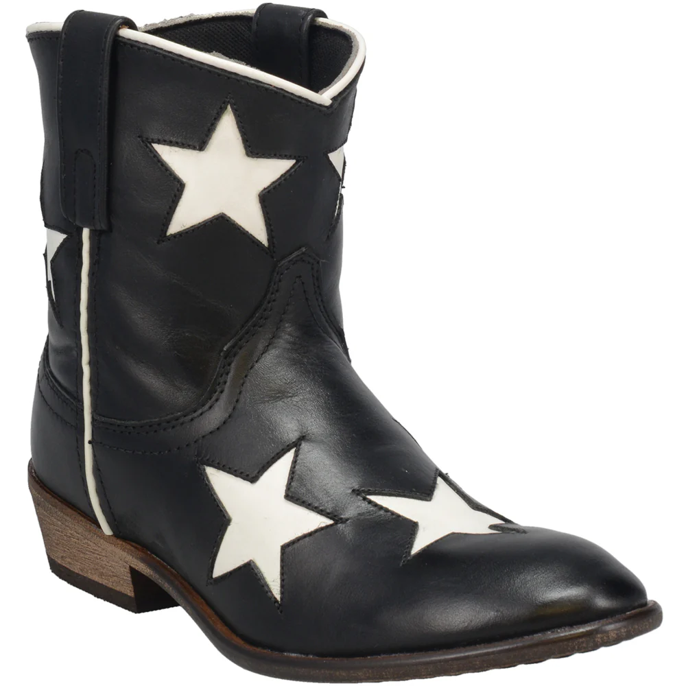 Star Tooled-Inlay Round Toe Pull On Cowboy Boots - Image 2