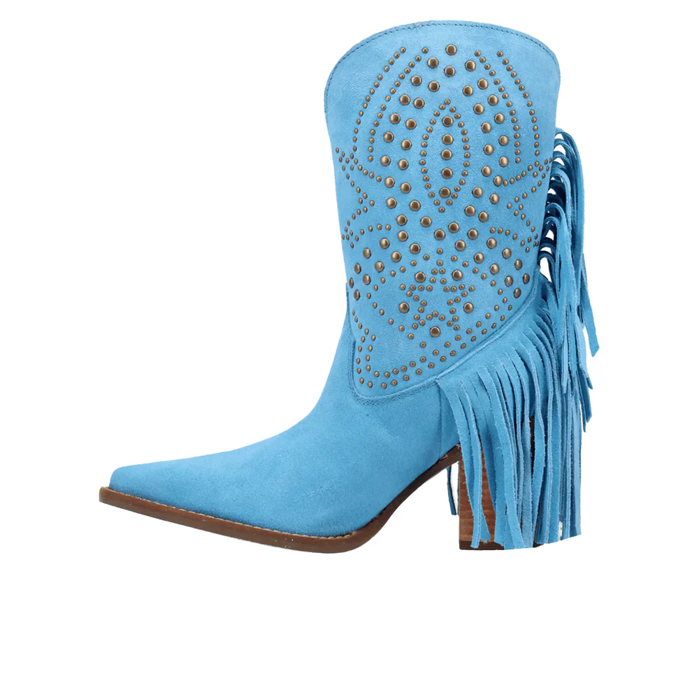 Star Power Suede Leather Snip Toe Cowboy Boots - Image 3