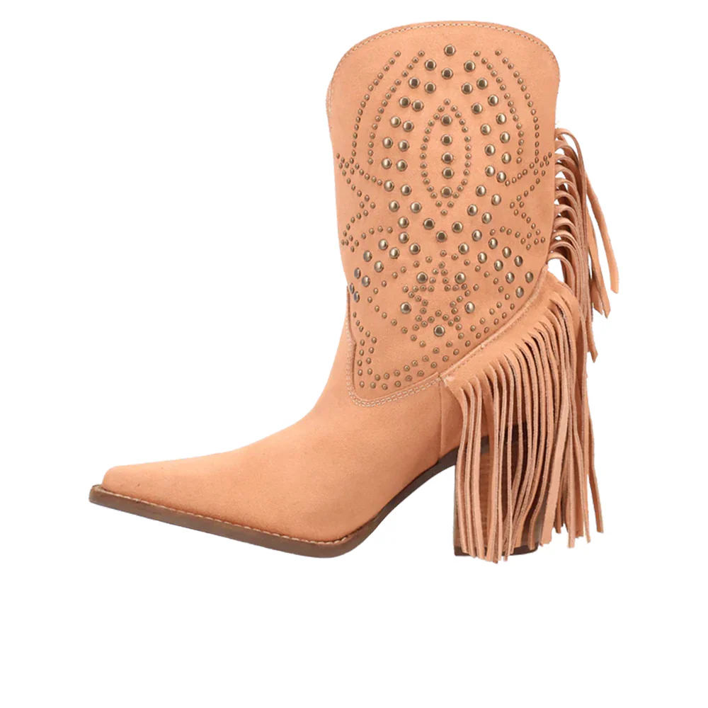 Star Power Suede Leather Snip Toe Cowboy Boots - Image 3