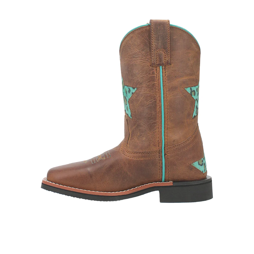 Starr Tooled-Inlay Leopard Square Toe Pull On Cowboy Boots (Little Kid - Big Kid) - Image 3