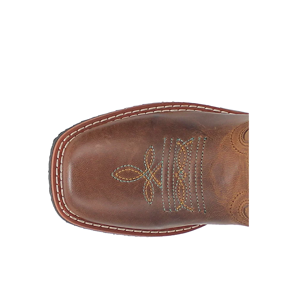 Starr Tooled-Inlay Leopard Square Toe Pull On Cowboy Boots (Little Kid - Big Kid) - Image 4
