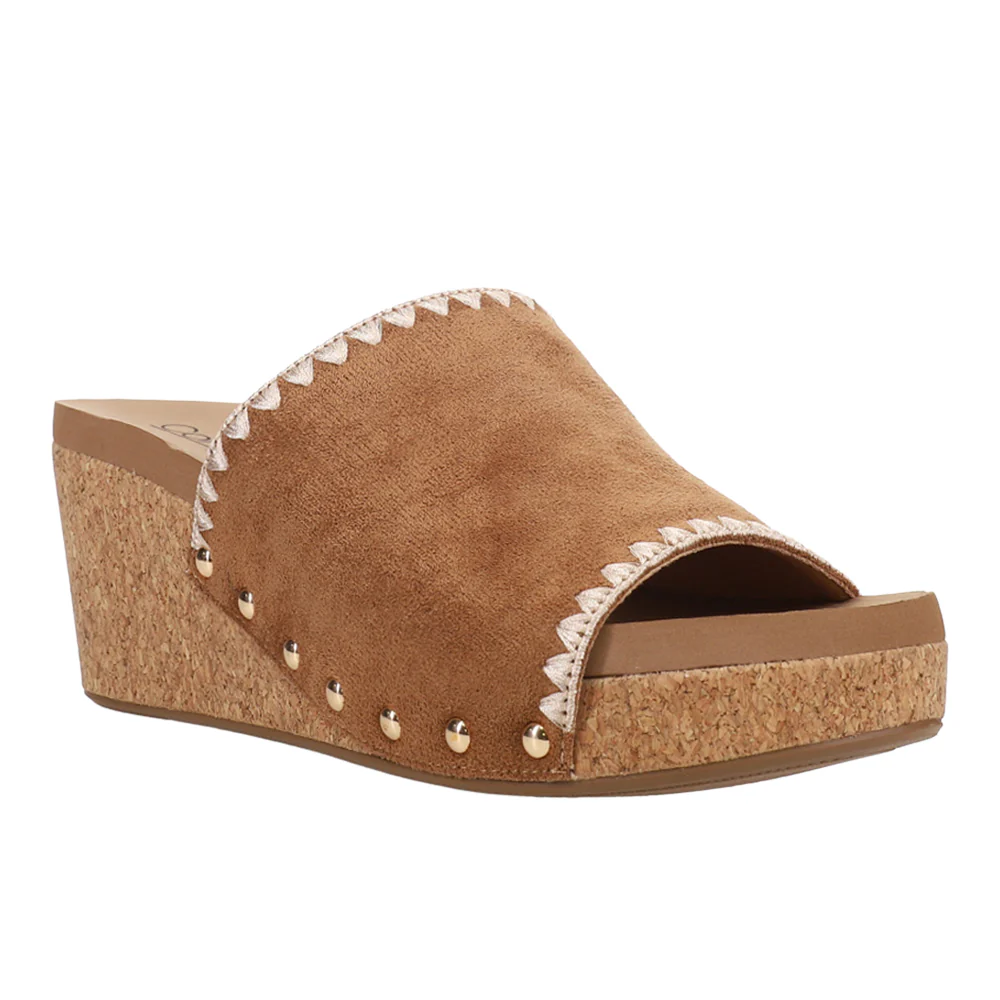 Stitch N Slide Studded Embroidered Wedge Sandals - Image 2