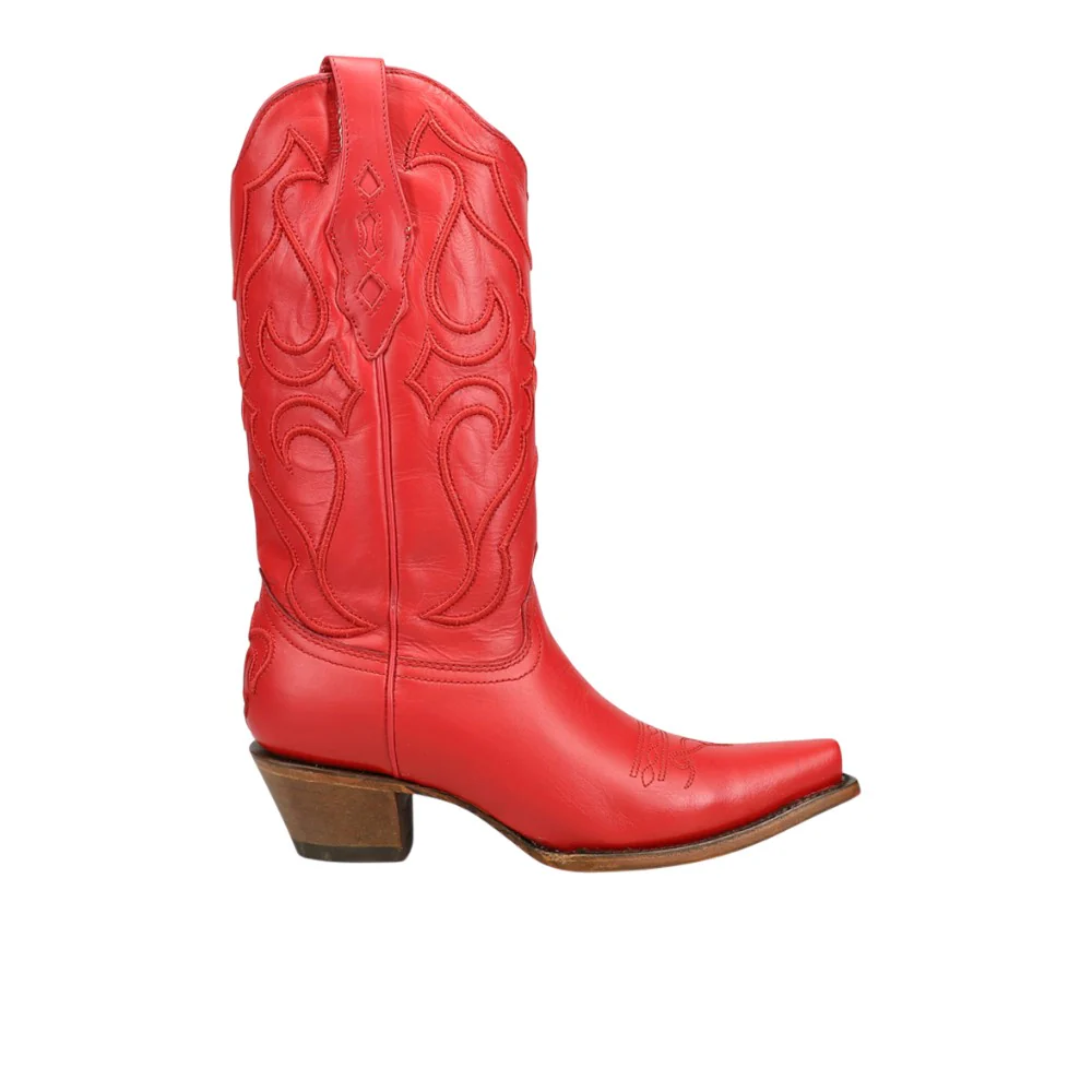 Stitch Embroidered Snip Toe Pull On Cowboy Boots
