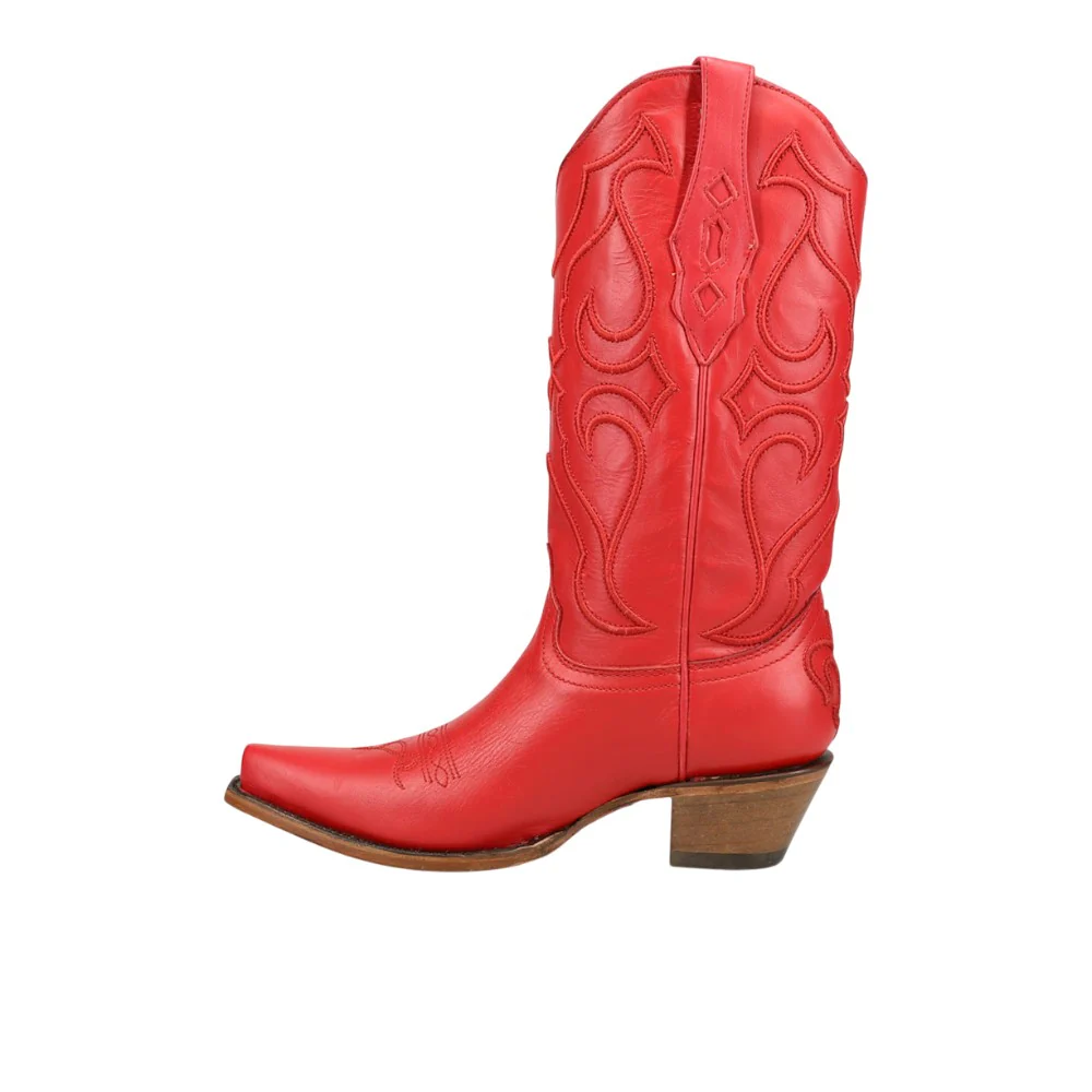 Stitch Embroidered Snip Toe Pull On Cowboy Boots - Image 3